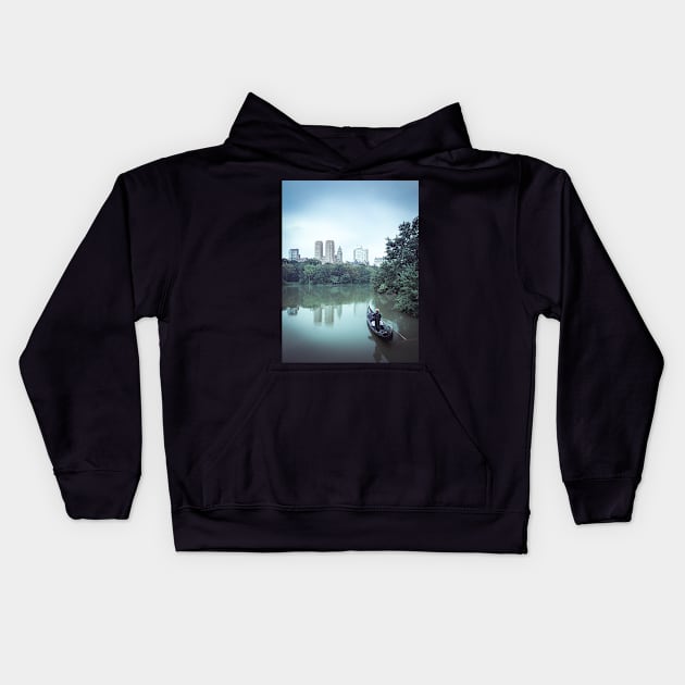 Central Park Gondola Boat Ride New York City Kids Hoodie by eleonoraingrid